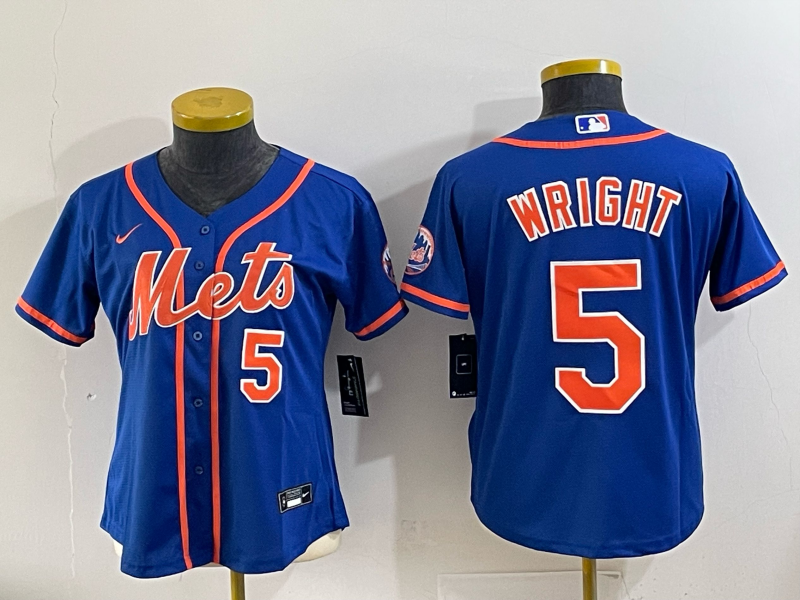 Youth New York Mets 5 Wright blue 2025 MLB Nike jersey 008